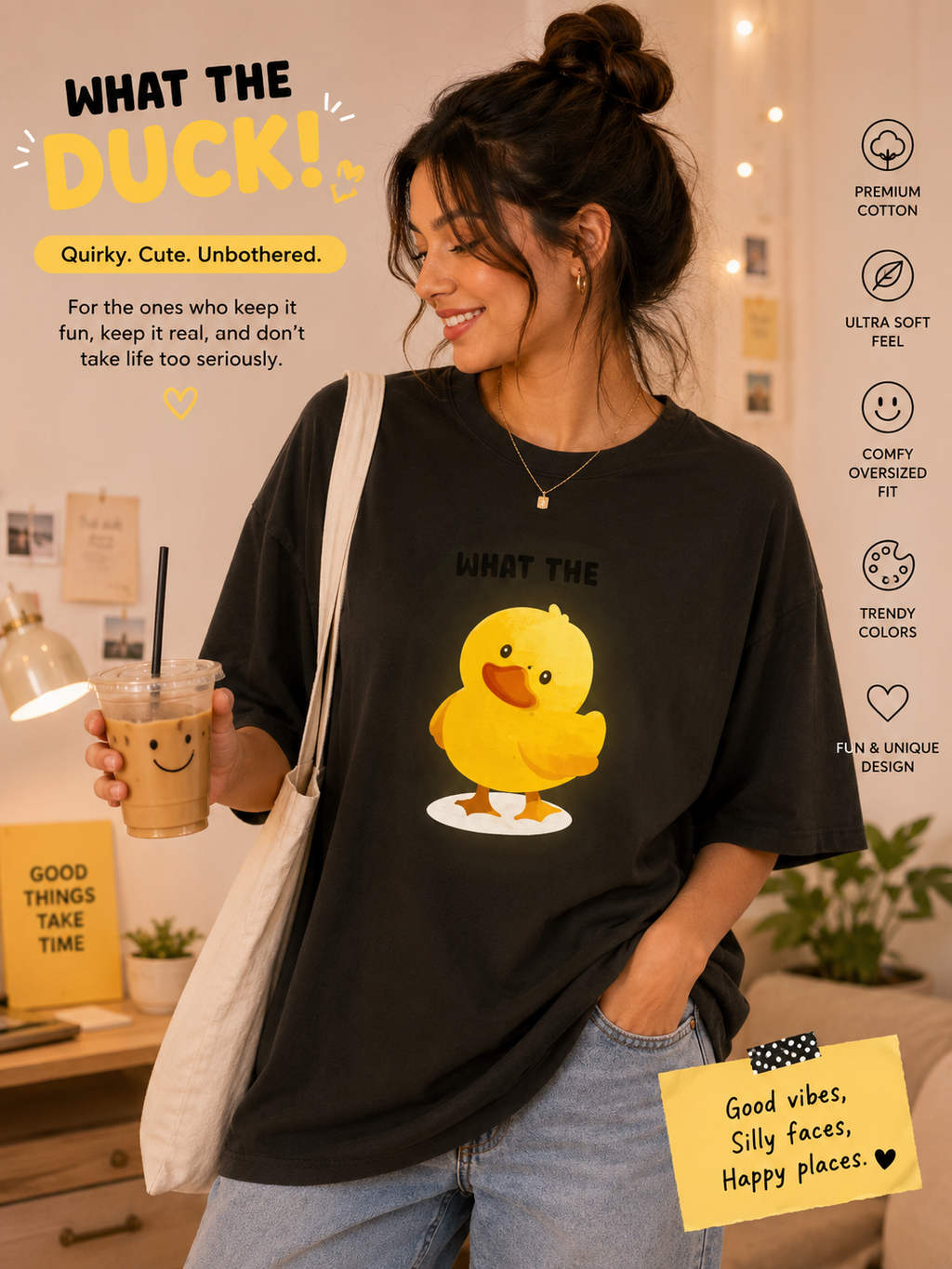 🐤 What The Duck! – Oversized Tee 💛