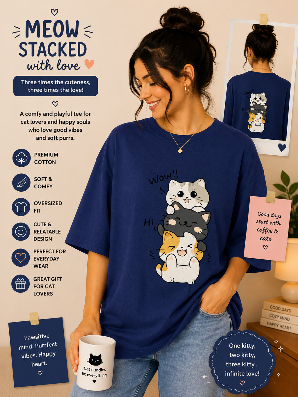 Meow Stack Oversized Tee
