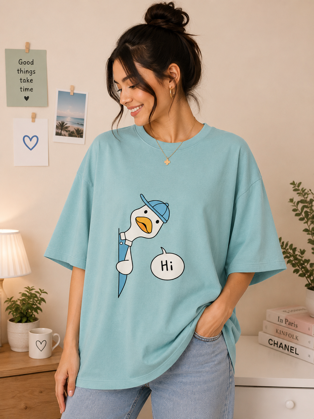 Hi Duck Oversized Tee 🩵