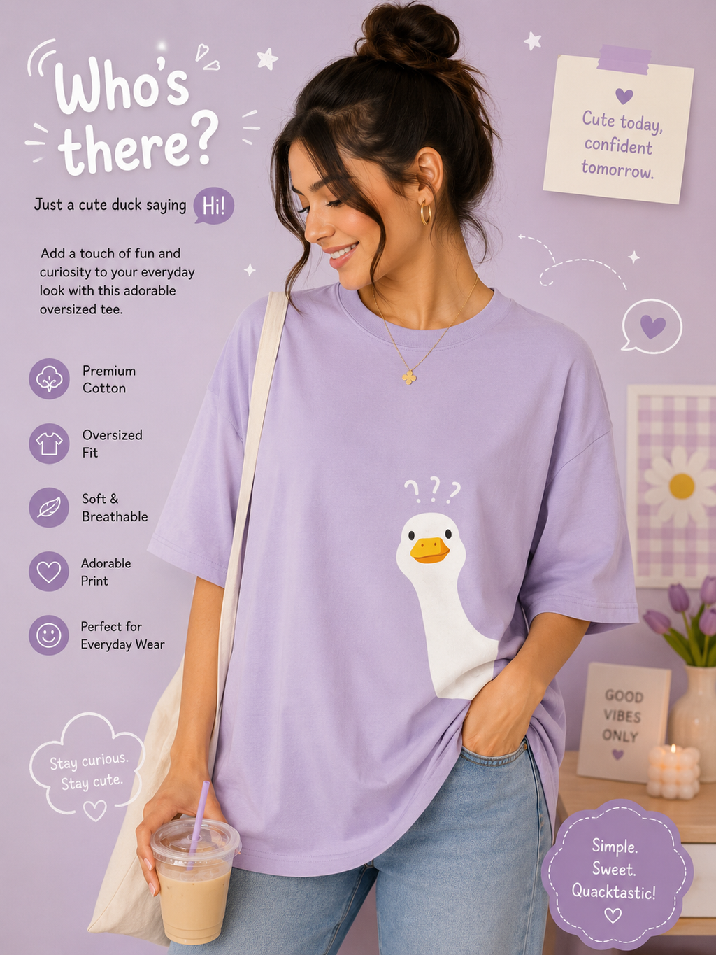 Curious Duck Oversized Tee 🦆💜