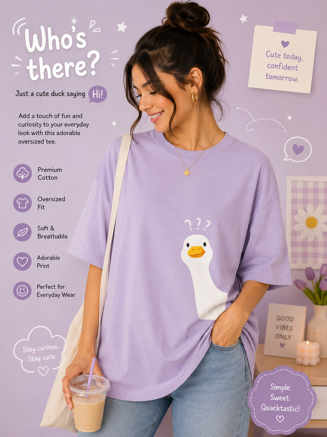 Curious Duck Oversized Tee 🦆💜