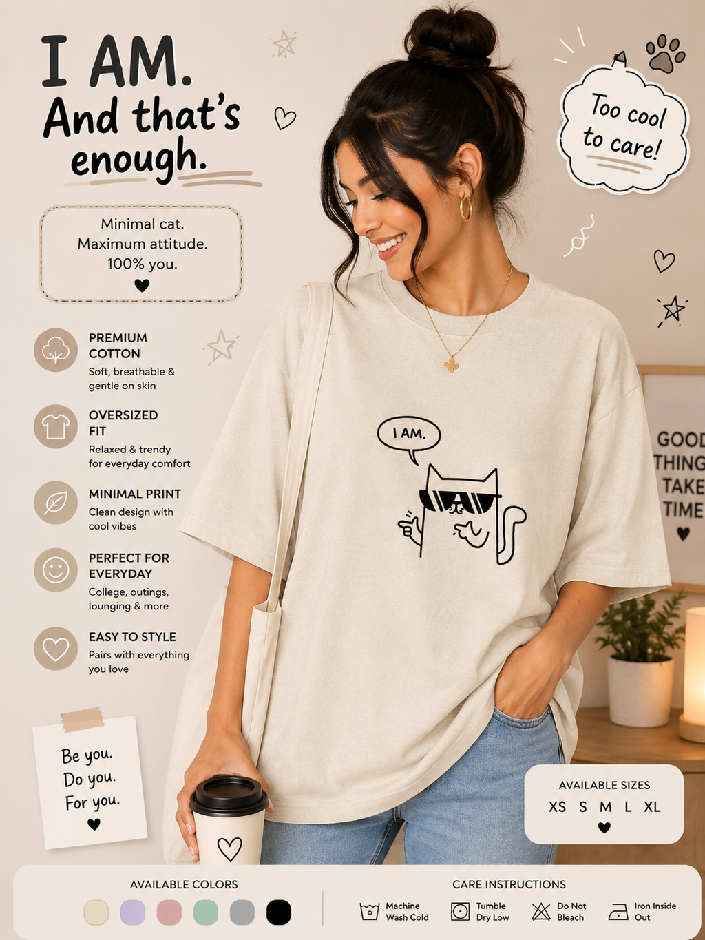 Cool Cat Oversized Tee 😎🐱