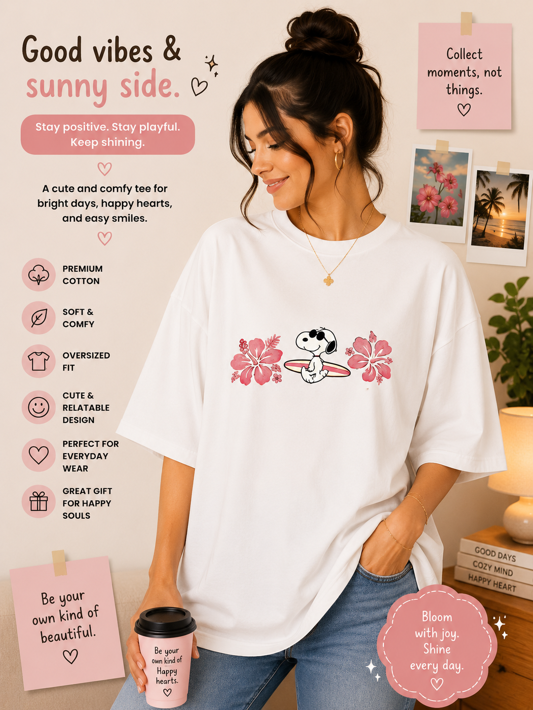 Snoopy Surf Vibes Oversized Tee 🌺🏄