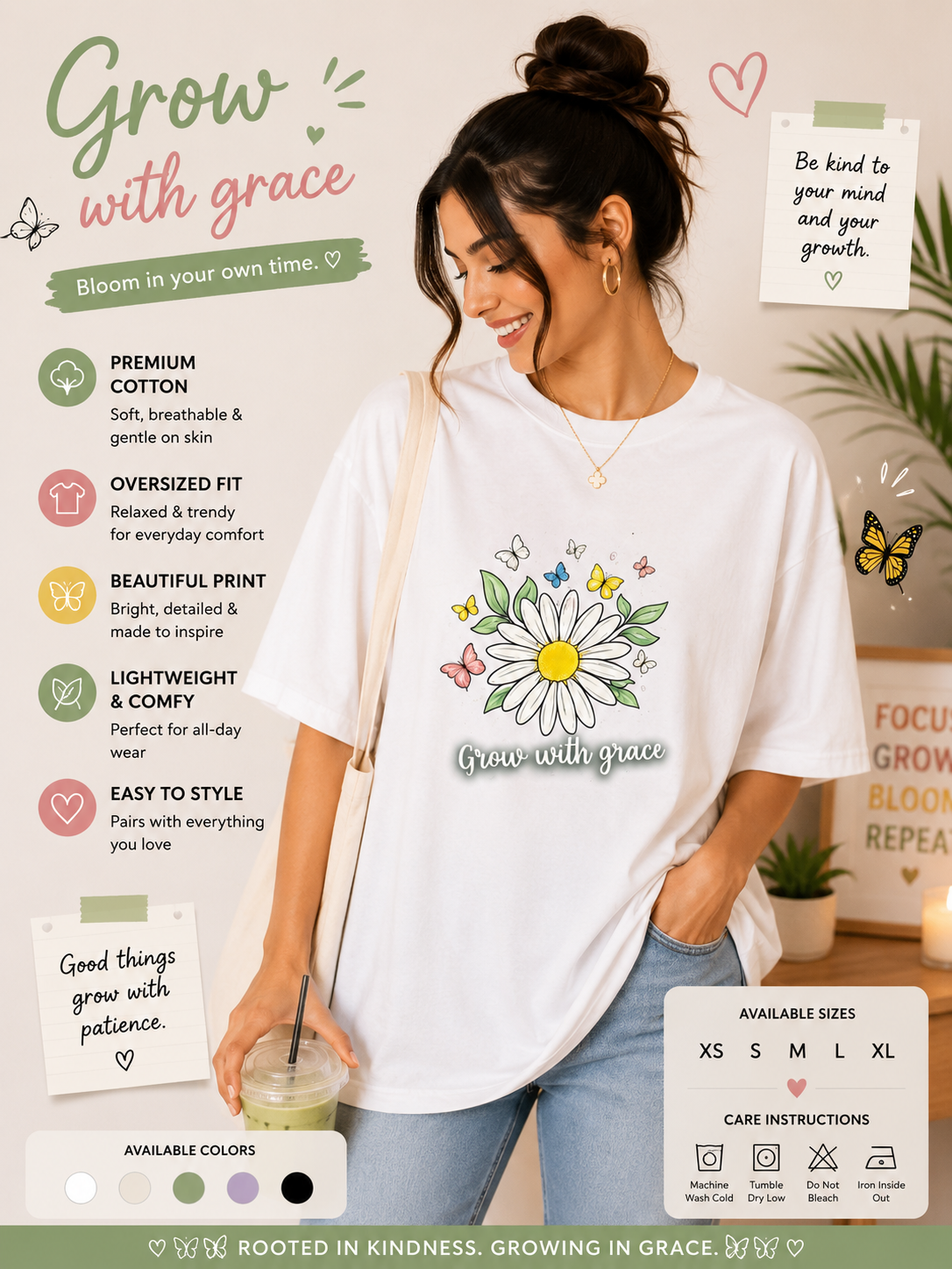 Grow With Grace Oversized Tee 🌼