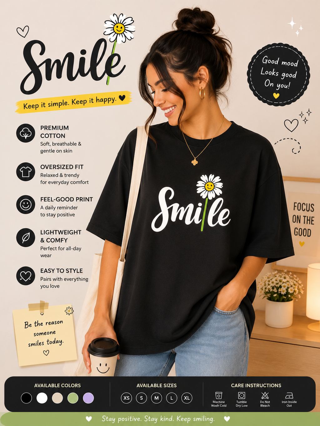 Smile Daisy Oversized Tee 🌼😊