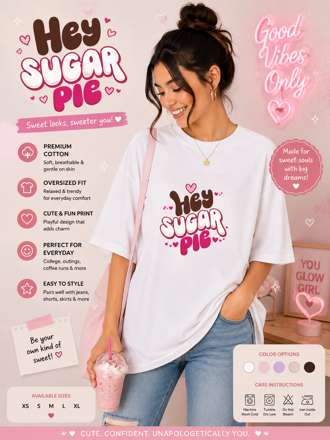 Hey Sugar Pie Oversized Tee 💖🍬