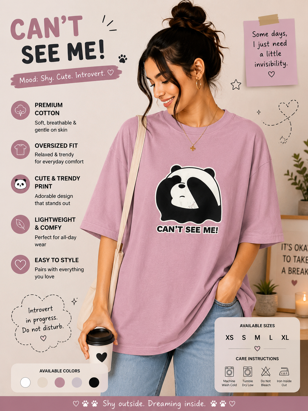 🐼 CAN'T SEE ME! Oversized Tee