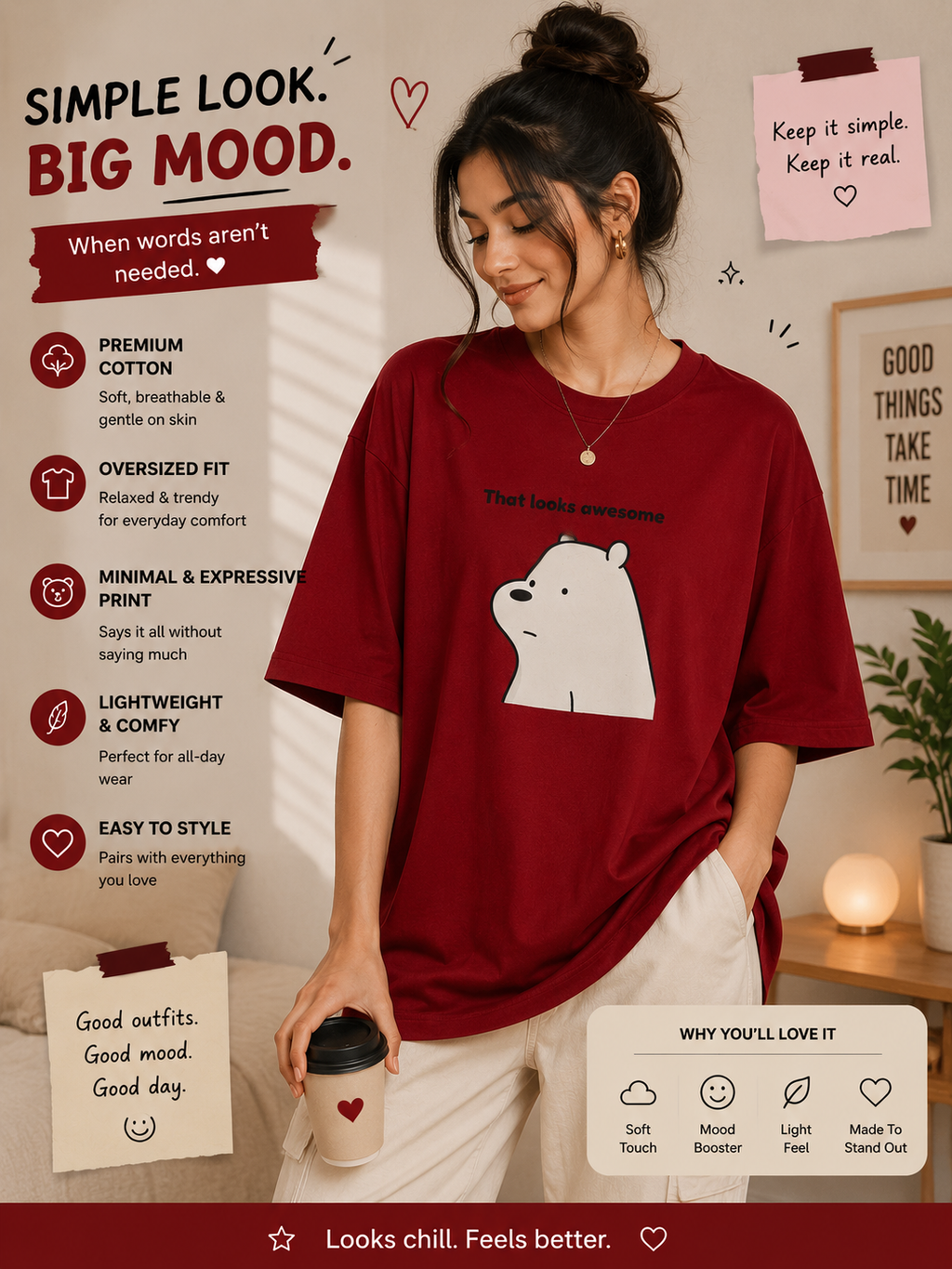 🐻✨ That Looks Awesome Oversized Tee