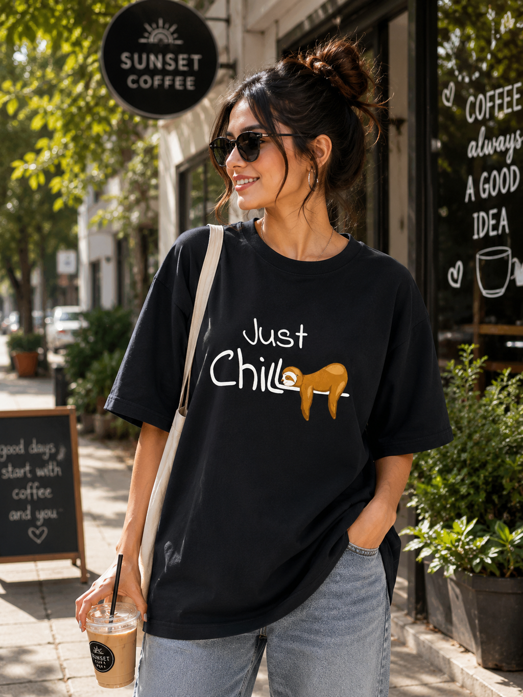 Just Chill Oversized Tee 🦥✨