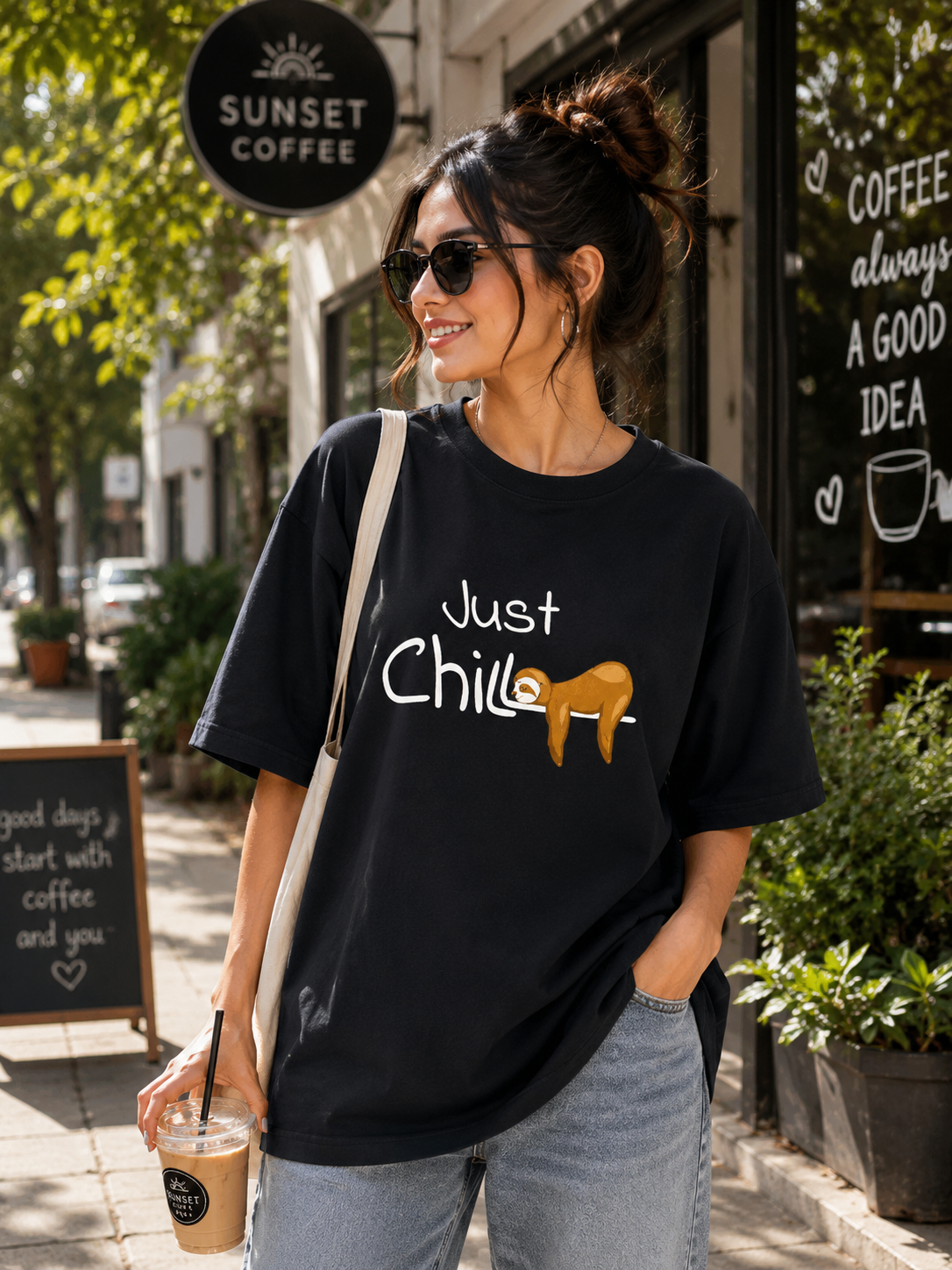 Just Chill Oversized Tee 🦥✨