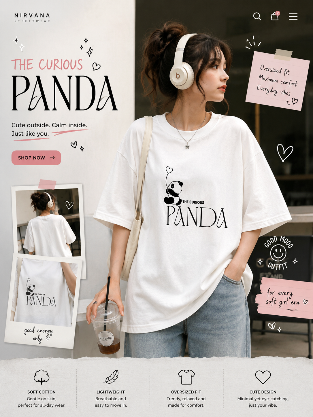 🐼 The Curious Panda Oversized Tee