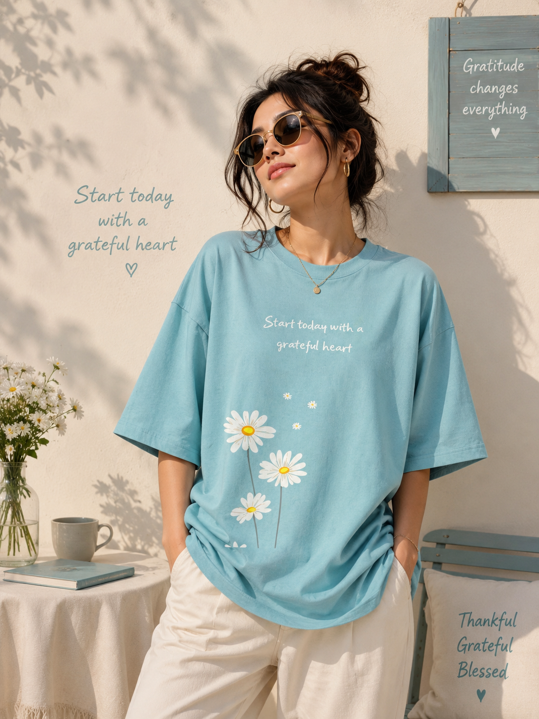 🌼 Start Today With a Grateful Heart Oversized Tee