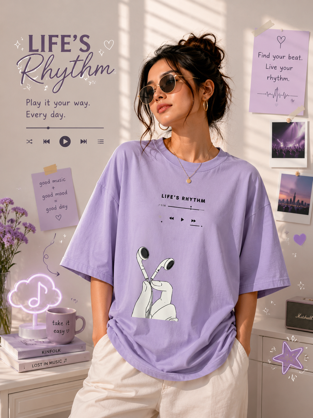 🎵 Life's Rhythm Oversized Tee