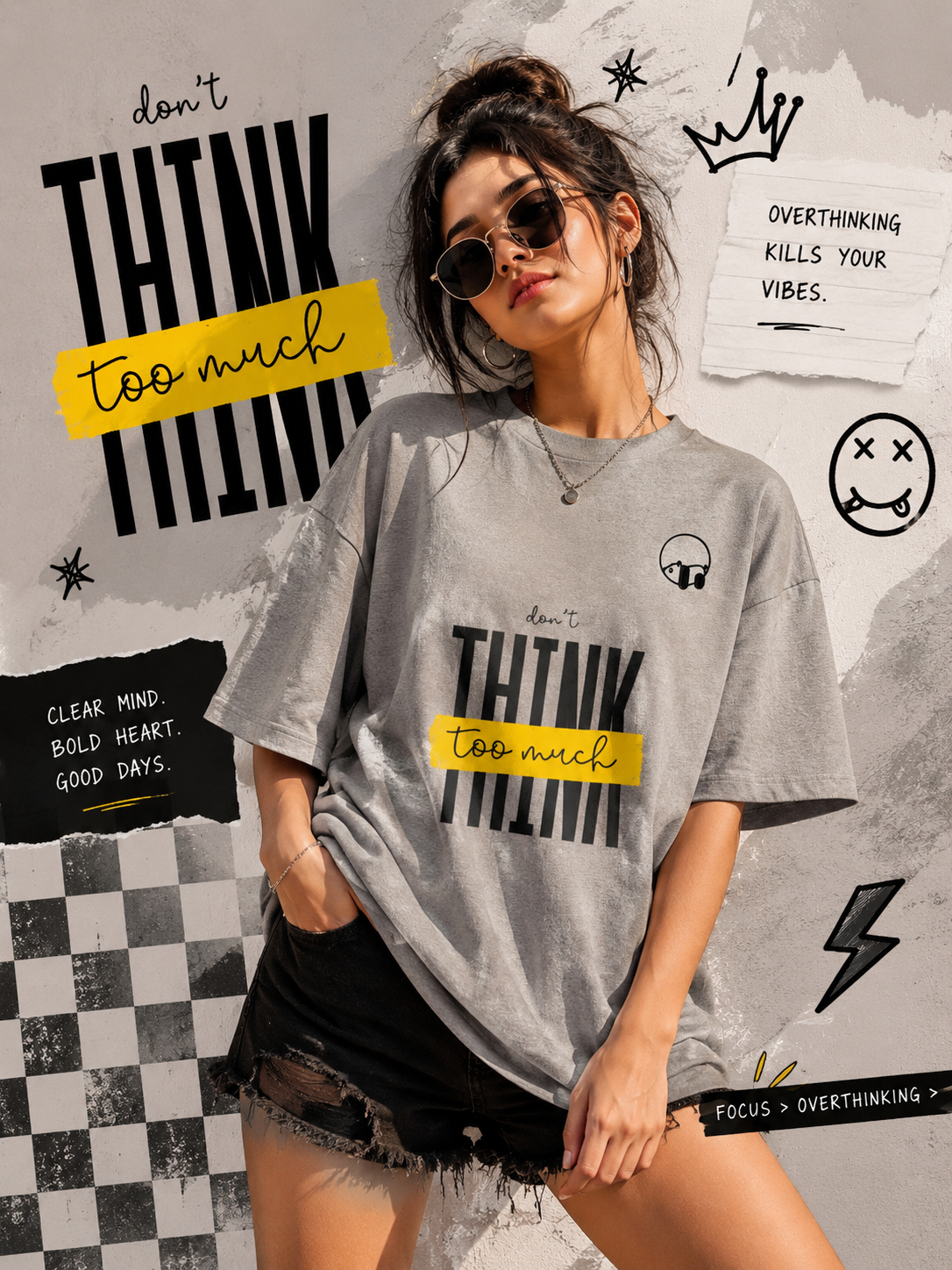 🎧 Don't Think Too Much Oversized Tee