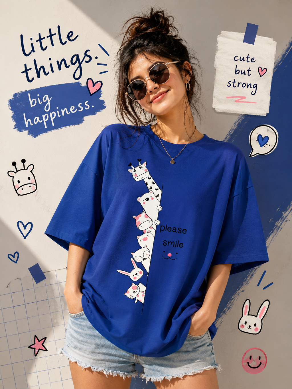 💙 Please Smile Oversized Tee