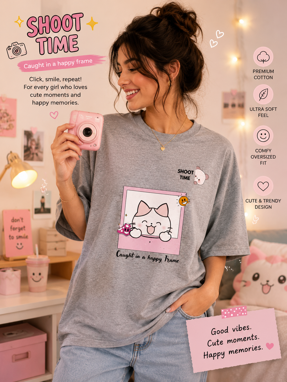 📸 Shoot Time – Oversized Tee 🐱💖