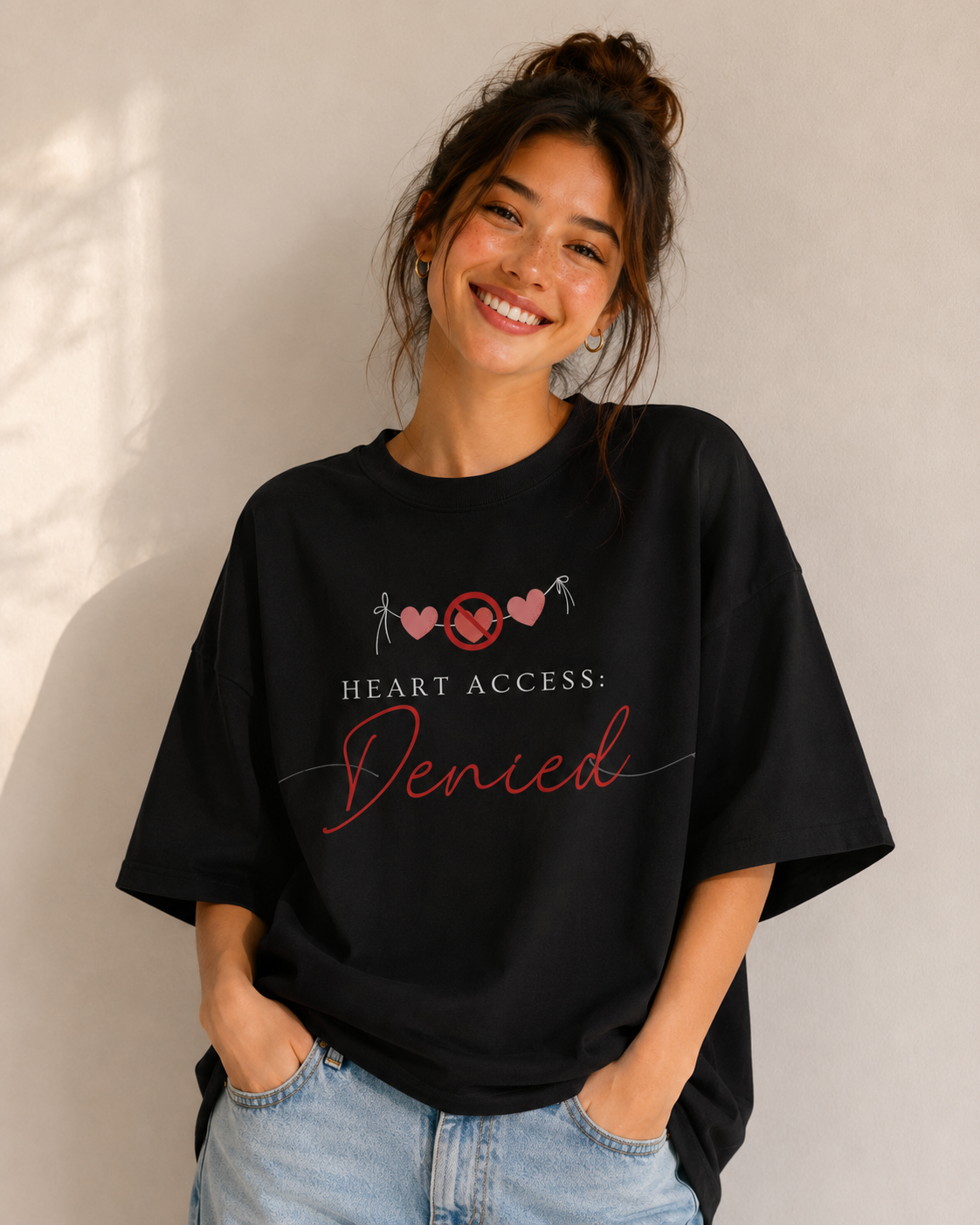 Heart Access: Denied – Oversized Tee 💗🚫
