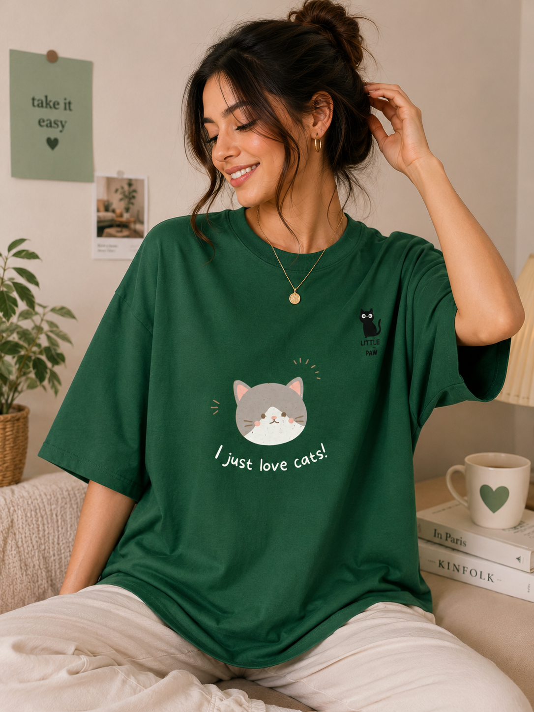 I Just Love Cats! Oversized Tee 🐱💚