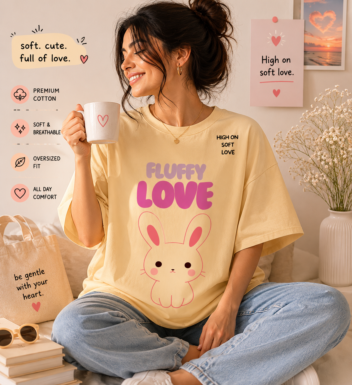 Fluffy Love Oversized Tee 🐰💗