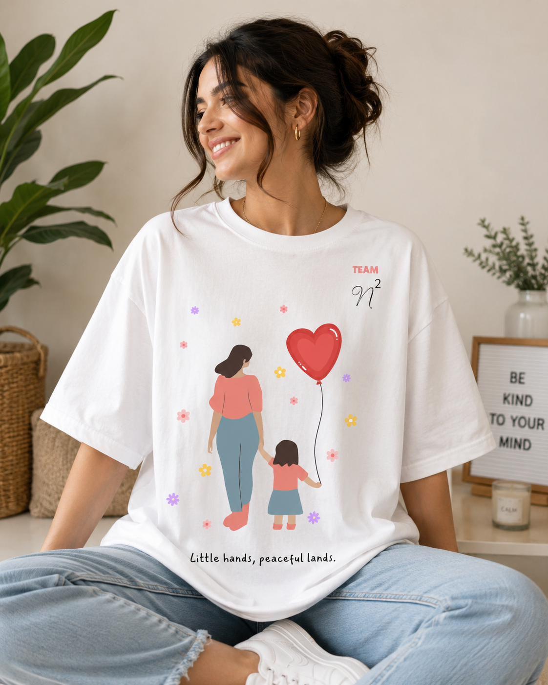 Little Hands, Peaceful Lands Oversized Tee 🌸❤️