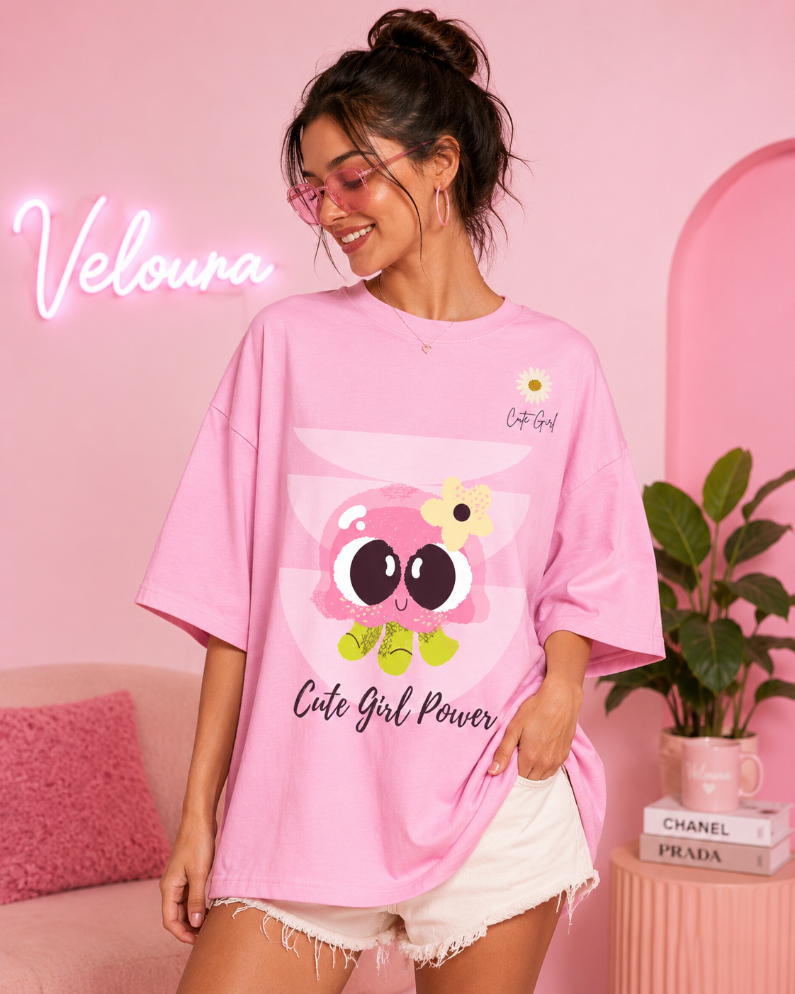 💖 Cute Girl Power – Oversized Tee 🌸