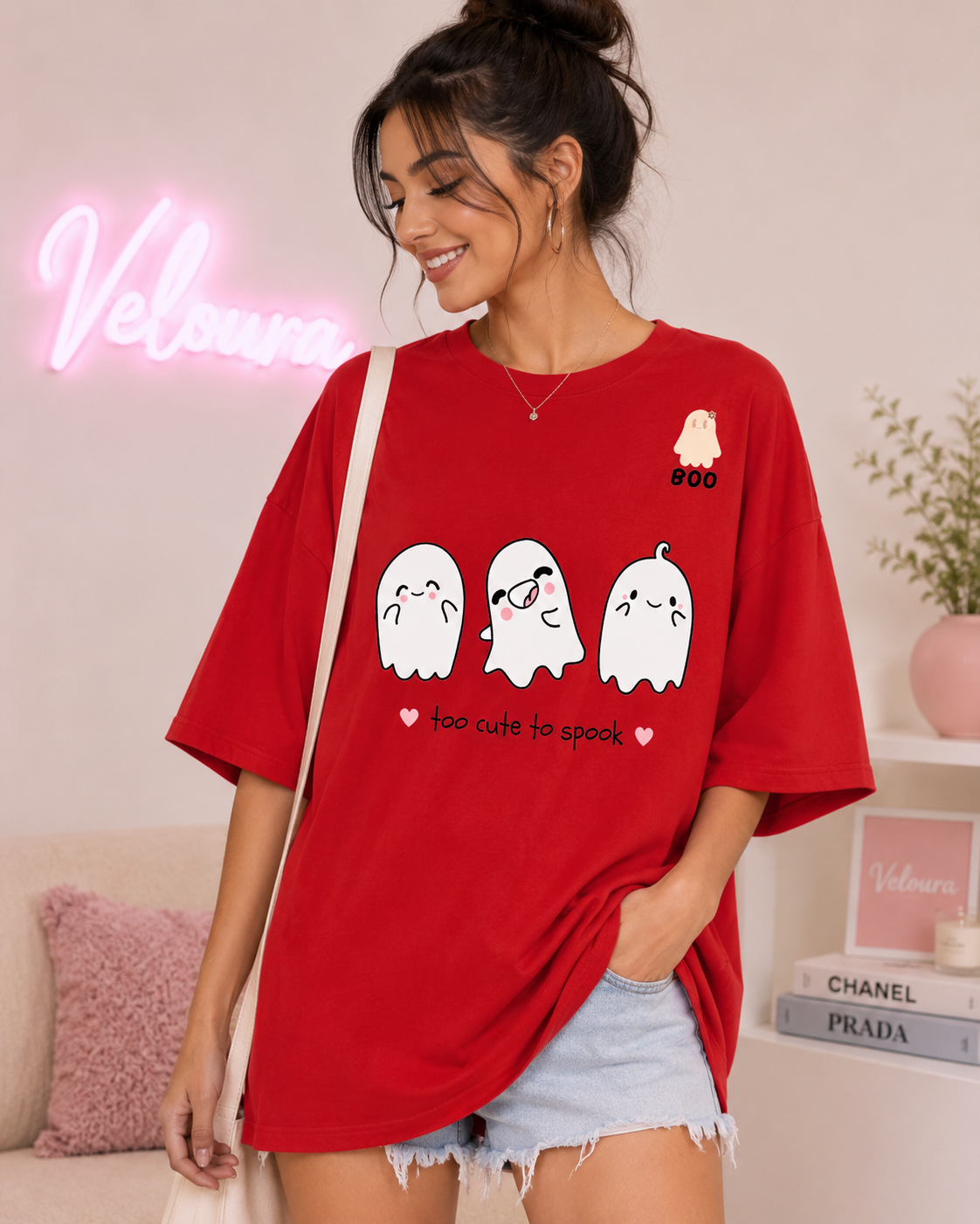 👻 Too Cute To Spook – Oversized Tee ❤️✨