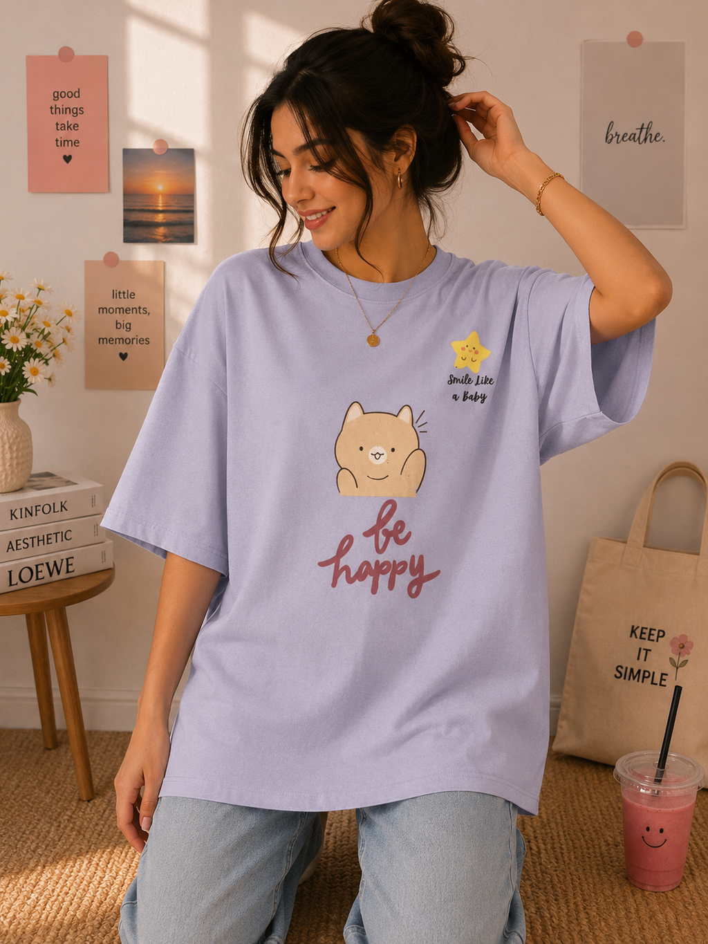 💜 Be Happy Oversized Tee