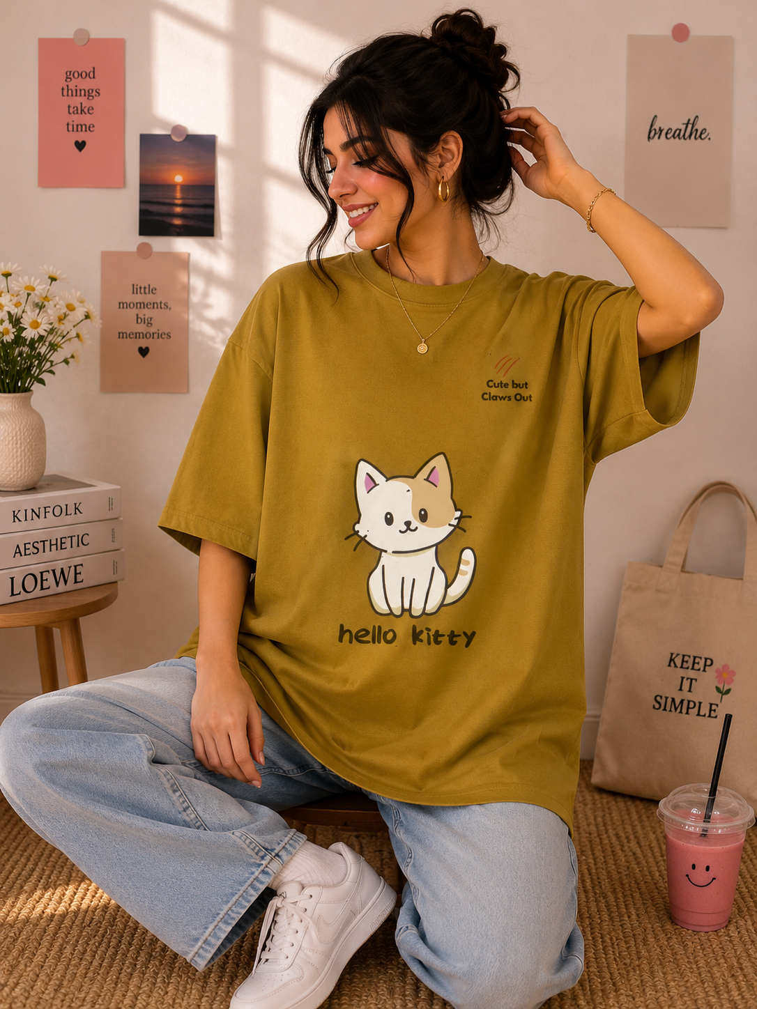 🐾 Cute but Claws Out Oversized Tee