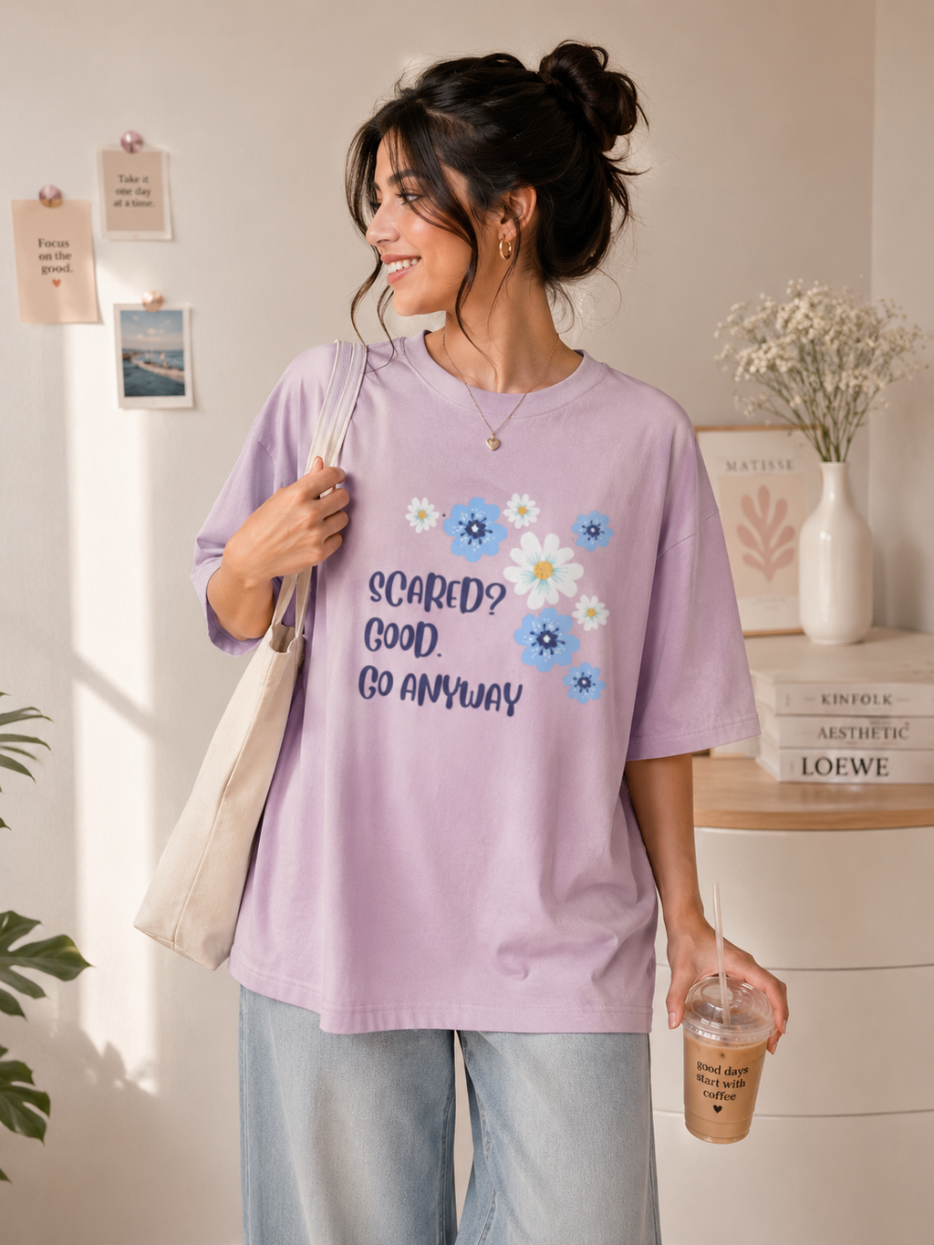 💜 Scared? Good. Go Anyway Oversized Tee