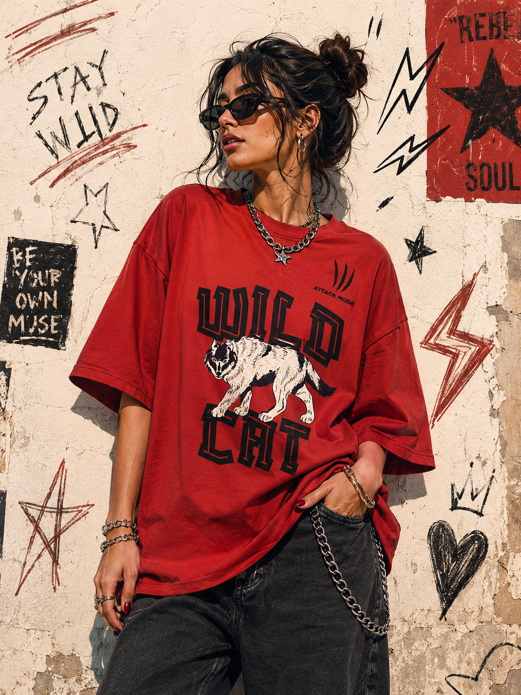 🐺 Wild Cat Oversized Tee